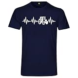 Regular Fit Herzschlag Traktor T-Shirt  Trecker  Landwirt  Schlepper Mähdrescher  Bauer Navy Blau S