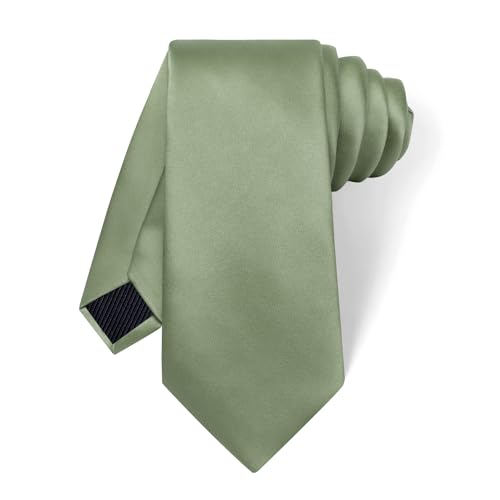 Image of YourTies Skinny Ties for Men Satin 2.4 inch Slim Necktie with Pocket Square Tie Clip Set Solid Color Wedding Party Business