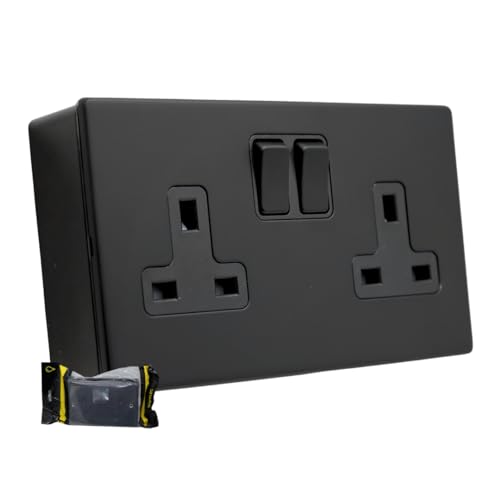 SH|P® Black Metal 2 Gang 13A Socket with Mount Box