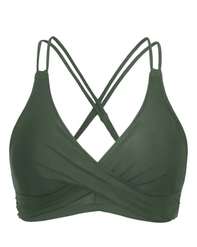 Image of Holipick Twist Front Bikini Tops for Women - Push Up Bathing Suit Top Padded Swimsuit Top