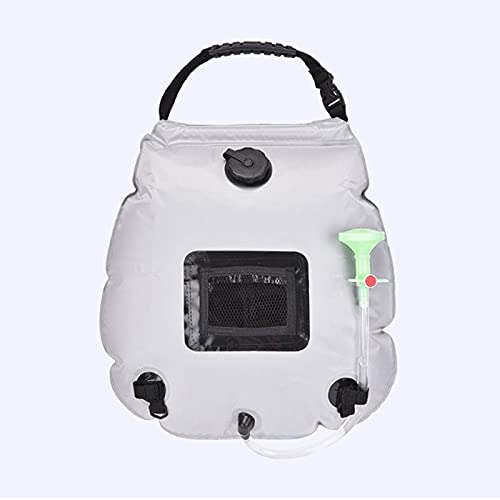 Wassertaschen 20L Outdoor Camping Wandern Solar Duschenbeutel Heizung Camping Dusche Klettern Hydratation Tasche Schlauch Umschaltbare Duschkopf Campingdusche 492 (Color : 20L White)