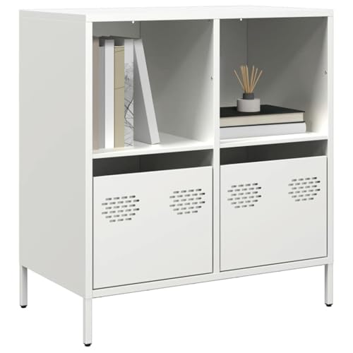 RCODSSK Aparador de metal con cajones de acero laminado en frío y placa superior fija en color negro, dimensiones 135 x 39 x 73 cm