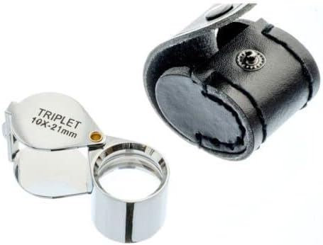 10X Chrome Round Body Triplet Jeweler's Loupe 21mm with Leather Pouch by JTS