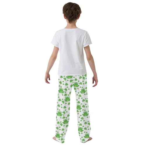 ZZXXB Cartoon Frogs Pattern Boys Long Pants Soft Trousers Elastic Waist Kids Lounge Bottoms with Pockets S-XL3