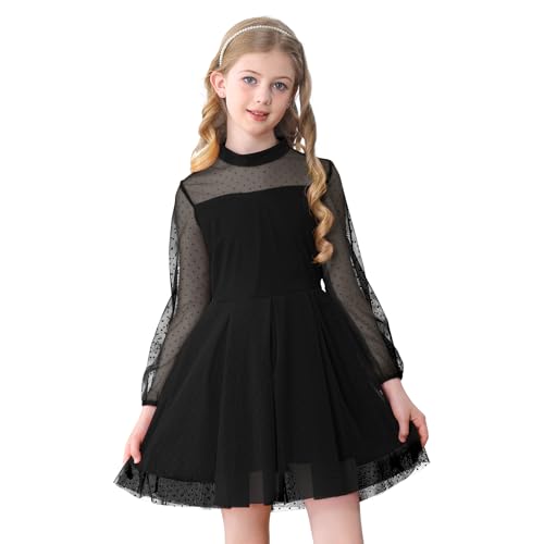 Durio Long Sleeve Dresses Polka Dots Mesh High Waist Dresses Fall Dresses for Special Occasion Spring Dresses