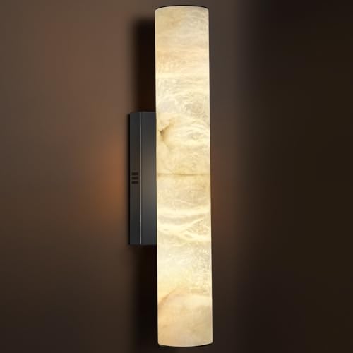 Alabaster Wall Sconces, Spanish Natural Marble Wall Sconce, 20" Bronze