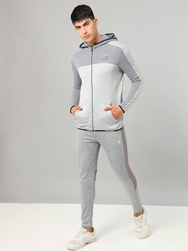 Image of TECHNOSPORT Men's Self Design Hooded Slim Fit Fleece Jacket