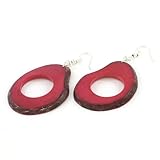 Eco Friendly Vibrant Magenta Purple Earrings of Tagua Nut, Fair Trade Eco Jewelry