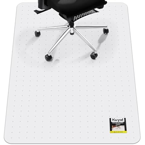 Kuyal Office Chair Mat for Carpet, 32x48 Clear Heavy Duty Computer Chair Mat, Under Desk Protector Carpeted Floors Mat, Easy Chair Movement,Ship Flat Cover