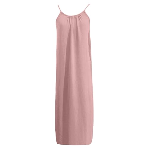 Image of HTHLVMD Backless Cami Dress Summer Dresses for Women 2026 Spaghetti Strap Dresses Womens Solid Color Backless Cami Dress
