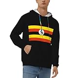 felpa con cappuccio da training & palestra a motivo uganda bandiera per uomini - assorbente l'umidità, vestibilità flessibile per il movimento, pullover sportivo con stampa bandiera