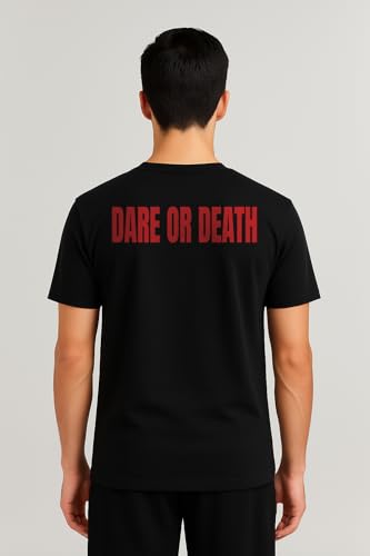 Image of Seventeen The Burstday Dare or Death Cotton T-Shirt, Regular Fit, Round Neck, Half Sleeve, Black, Unisex