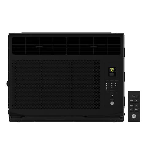 GE 6,000 BTU Electronic Window Air Conditioner, Black Compact AC Cools Rooms up to 250 sq ft,...