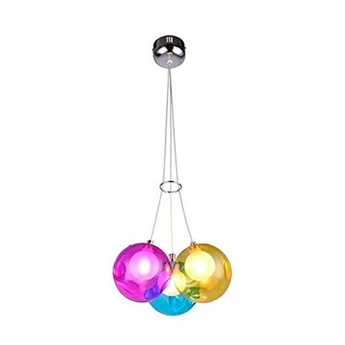 Lustre ballon coloré 12 lumières : plafonnier moderne en verre et câble réglable