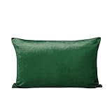  MADURA - Housse de Coussin Castiglione Vert pin et Taupe en Velours (Uni Vintage) Décoration pour Maison Salon Chambre Canapé - 40x60 cm
