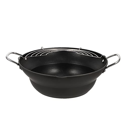 ULTECHNOVO Induction Cooker Frying Pan Japanese Mini Tempura Fryer Non-stick Hard Anodized Drainable Electric