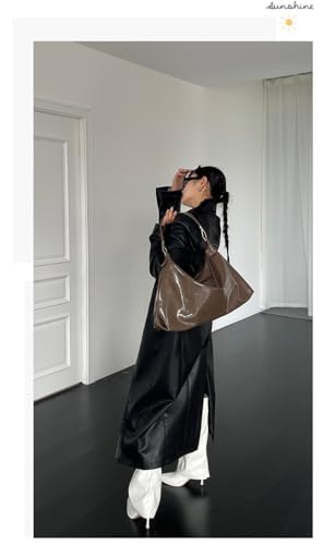 Image of Burgundy Purse Large Tote Bags for Women Hobo Bag Vegan Leather Tote Bag Aesthetics Bag