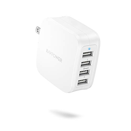 USB Wall Charger RAVPower 40W 8A 4 Port Travel Charger Charging Station, Compatible with iPhone Xs XS Max XR X...