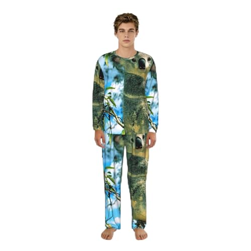 Ensemble pyjama homme doux imprimé koala vêtement de nuit confortable grande taille 3XL