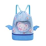 YOYADOY Große Kapazität Schwimmen Kordelzug Tasche für Kinder mit wasserdichten, Sport Gym Strand Schwimmen Reisetaschen für Ausrüstung und Toilettenartikel (Blau, Einheitsgröße)