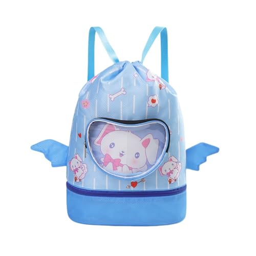 YOYADOY Gran capacidad natación cordón bolsa para niños con impermeable, deporte gimnasio playa natación bolsas de viaje para equipos y artículos de tocador, azul, Talla única