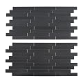 12 Sheets Black Peel and Stick Backsplash, Brushed Metal Subway Linear Tile for Kitchen Fireplace