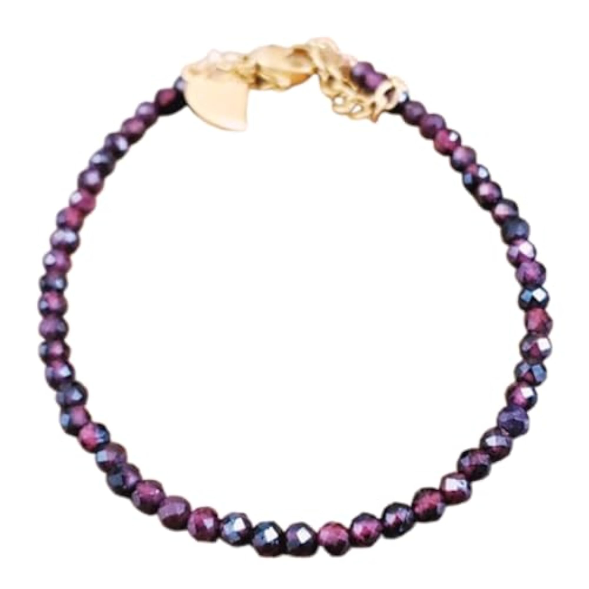 Garnet Round Beaded Bracelet, Adjustable Rose Gold Lock