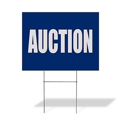 Fastasticdeals Weatherproof Yard Sign Auction White Lawn Garden 18x12 Inches 1 Side Print