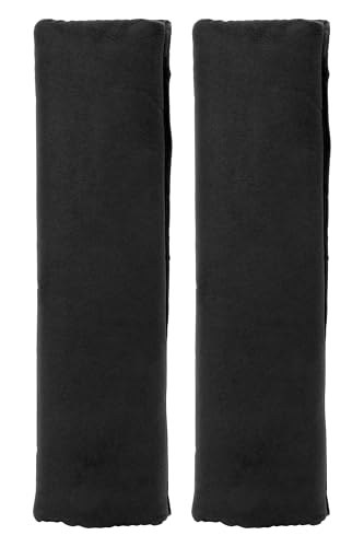 +PWR Car Parts Cuscinetti per Cintura in Velluto Nero (2 Pezzi). Universali, Morbidi e Confortevoli. Evitano sfregamenti. Design Elegante. 100% Poliestere Lavabile