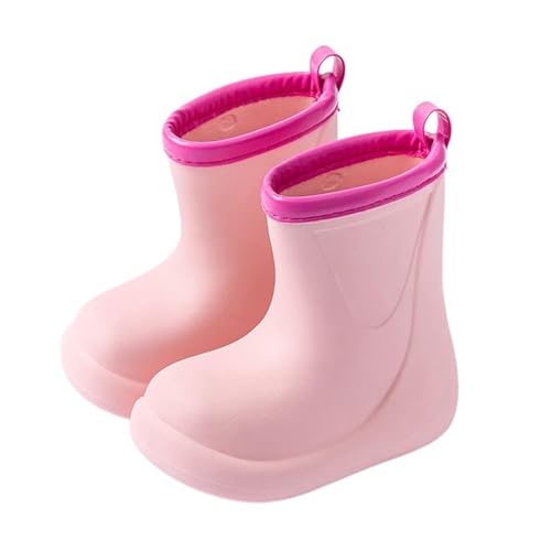 Botas de goma para niños, impermeables, antideslizantes, ideales para jugar a través de charcos, adecuadas para niñas, niños, botas de lluvia, escuela, jardín, ocio, camping y viajes, mojadas, Rosa