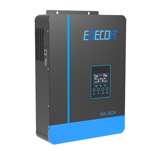 EDECOA 3000W 24V Solar Power Inverter 24V DC to 230V 240V AC Hybrid All-in-One Inverter with 80A MPPT Solar Charger Controller EM-302A (Compatible with Wireless Module ED-BW)