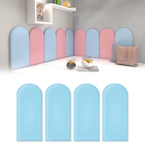 3D Anti Collision Padded Wall Panels Set,Peel and Stick on Wall Cushion Padding,Kid's Sensory Wall Stickers Headboard Panels,Thicken 3MM,Playroom Decor Wall Padded (Blue, 20 * 40CM)