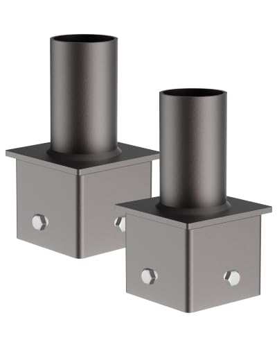 4 Inch Square Light Pole Slip Fitter Tenon Adapter, Outdoor 2 3/8 Inch Mount Bracket for LED Parking Lot Lights, Street Light, Heavy Duty Steel, Corrosion Resistant, 2Pack