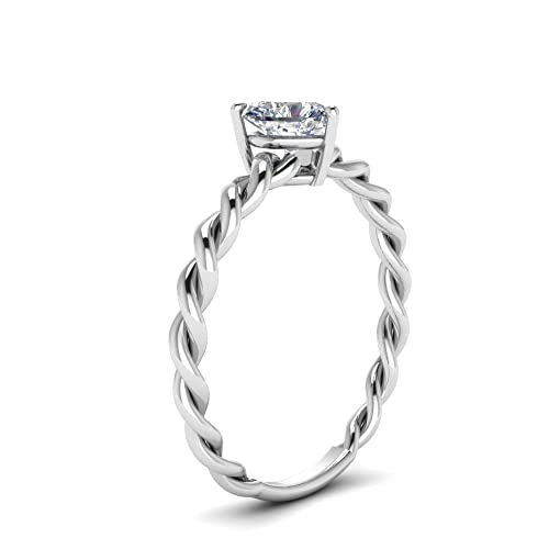 Image of 55Carat Choose Your Gemstone Twisted Solitaire Braided Ring Sterling Silver Heart Shape Solitaire Engagement Rings Ornaments Surprise for Wife Symbol of Love Clarity Comfortable US Size 4 to 12
