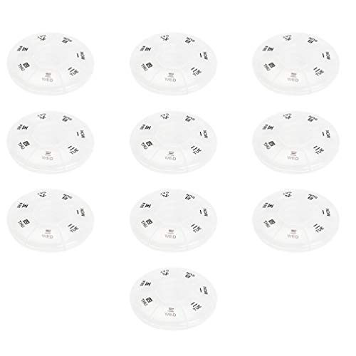 Healifty Porta-comprimidos, 10 compartimentos, organizador de medicamentos, 7 dias, recipiente redon