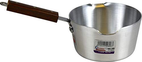 Large Aluminium Cooking Saucepan Milk Pan with Heavy Gauge Wooden Handle 22.5cm 4.5L