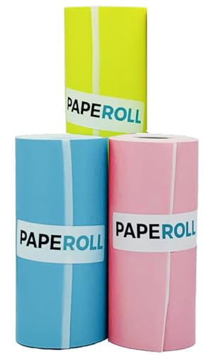 Periperi 56X30Mm (2Inch) Colorful Sticky Thermal Paper (Self-adhesive) For Periperi Cute, A6, A6 Hd, A9 Series, A40 And Other 2Inch Thermal Printers. 3Meter Roll (Colorful Sticky 3Rolls).