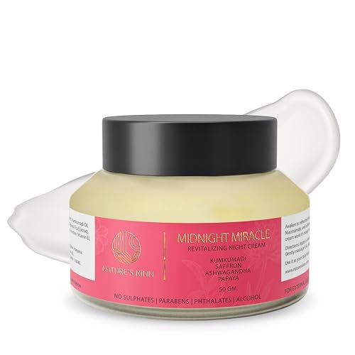 Image of Nature's Kinn - Midnight Miracle Night Cream 50gm | Boosts Collagen for Anti-Ageing | Kumkumadi Oil, Hyaluronic Acid, Niacinamide & Vitamin C | Deep Nourishment for Glowing, Youthful, Hydrated Skin