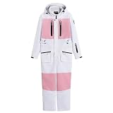 Tuta da sci unisex alla moda monopezzo invernale antivento impermeabile sci tuta snowboard costumi da neve, Bianco e 7897, XL
