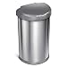 simplehuman 45 Liter/12 Gallon Stainless Steel Semi-Round Sensor Can, Touchless Automatic Trash Can, with Plastic Lid, Brushed Stainless Steel
