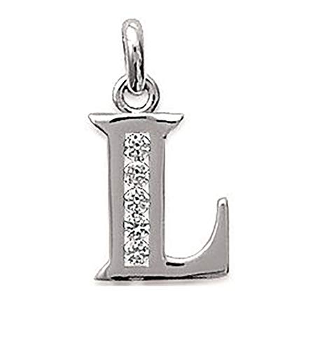 Pendentif Alphabet L Argent 925 Rhodié et Oxydes de Zirconium pour femme