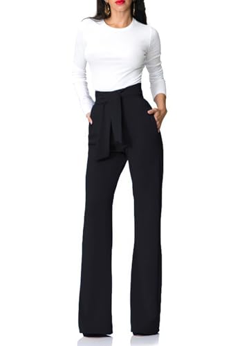 Lucuna Women's Dress Pants High Waisted Wide Leg Work Pants Slacks Office Business Casual Trousers4