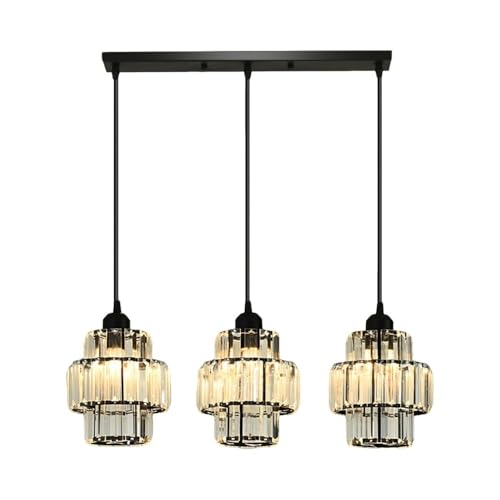 Lámpara colgante de metal en forma de linterna de 3 luces E27 para iluminación de isla de cocina