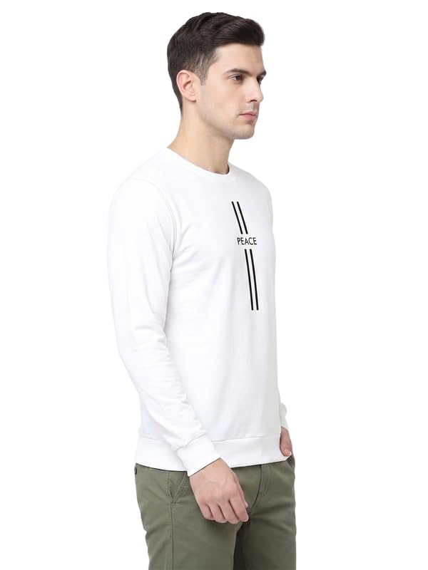 Image of Full Sleeve Cotton T-Shirt for Men & Boys | Round Neck Casual Graphic Printed Tee | Regular Fit Comfortable Everyday Wear | Peace