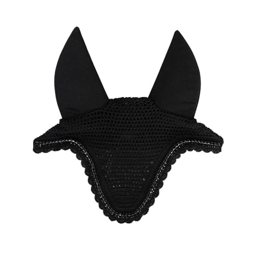 Bonnet anti-mouche long anti-bruit pour cheval avec strass et mailles crochetées