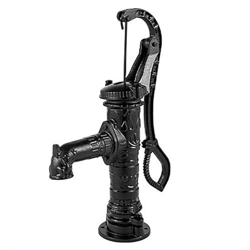 Elitix Schwengelpumpe Altmodischer Wasserpumpenhahn für Dekorative Springbrunnen, Teich-Handbrunnenpumpe für den Garten Im Freien, Handgehaltene Transferwasserpumpe, Einfache Installation(Black)