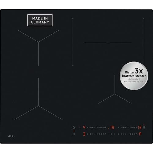 AEG Induktionskochfeld Autark 60 cm, Made in Germany, 4 Flex-Kochzonen mit kratzresistenter SaphirMattSE-Oberfläche, Bräterzone für mehr Flexibilität, Powerfunktion,Timer, Rahmenlos, Touch, TO64IC0FIT