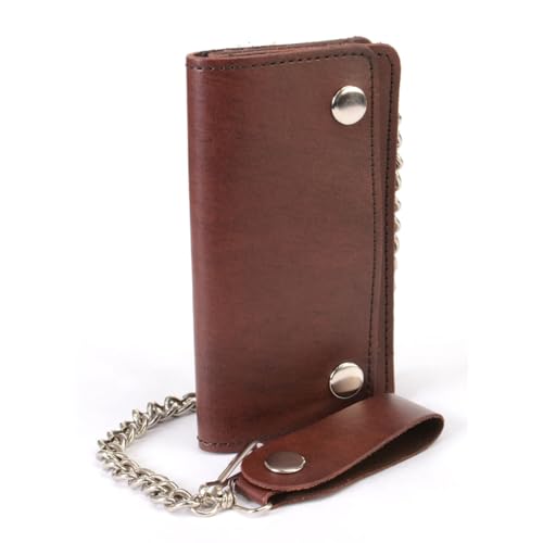 Image of Milwaukee Leather MLW7889 Men's 7.5 inch Black Premium Leather Soft Biker Wallet - Bi-Fold Anti-Theft Stainless Steel Chain
