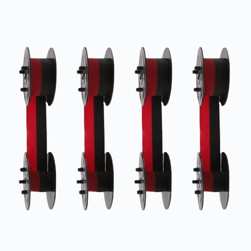 Lot de 4 Rubans Encreurs pour Calculatrice, Rouge/Noir, pour Machine à écrire, pour Calculatrice EL-2196BL, pour MP11DX, pour Calculatrice Porelon 11216