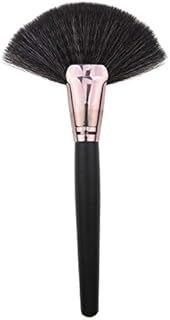 Large Wooden Handle Fan Makeup Brush - Black